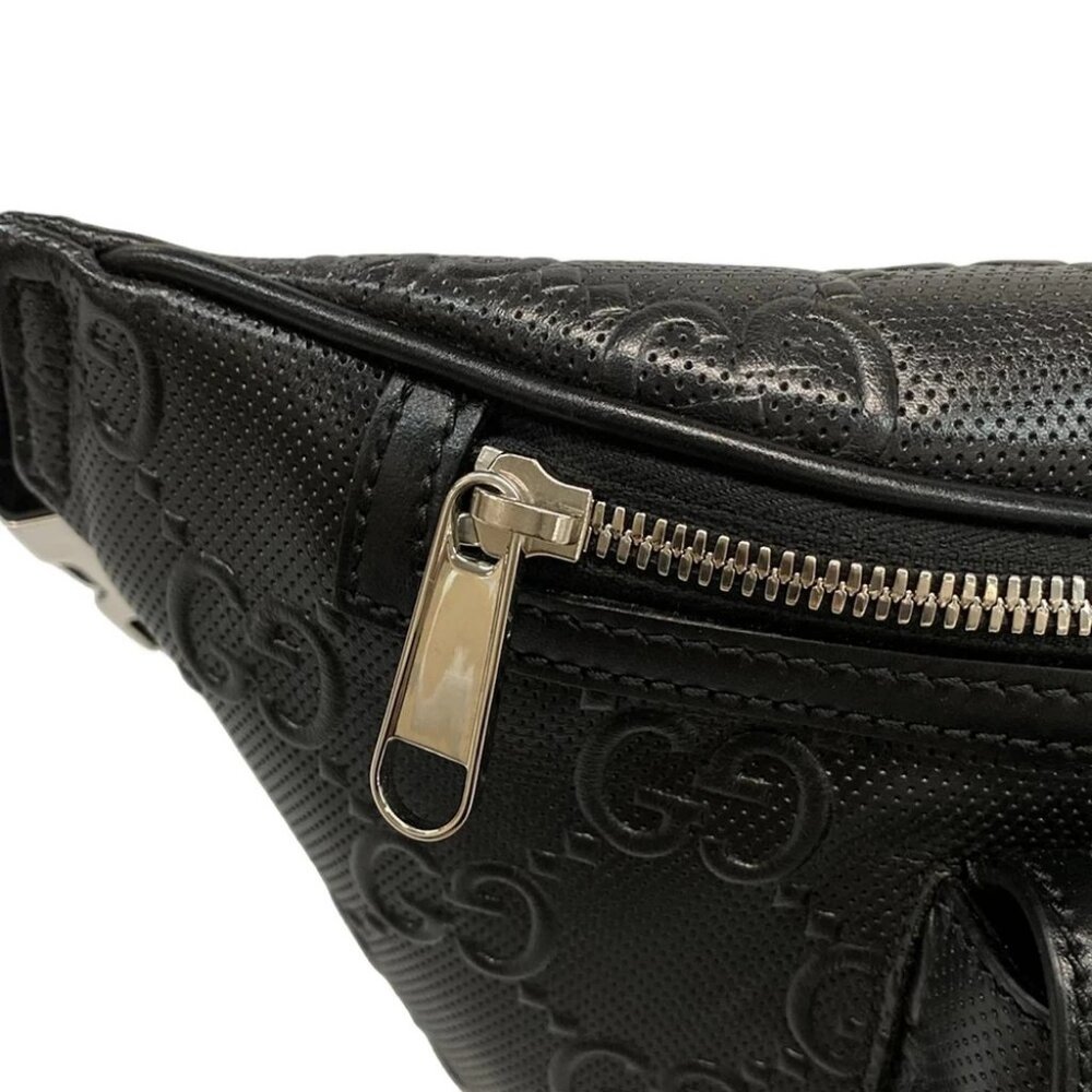 GUCCI GG Emboss Belt Bag 645093 Black Leather Bum Bag - Picture 14 of 14